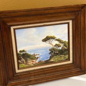 Vintage Seaside Original Wall Art Gallery Painting 19.5x16.5